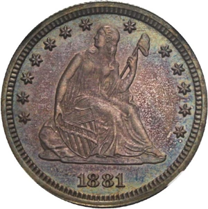 image for: 1881 25c NGC Proof 64 - Colorful Toning
