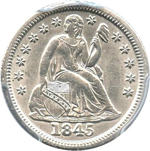 image for: 1845 10c PCGS Genuine, Cleaning AU Details - No Reserve!