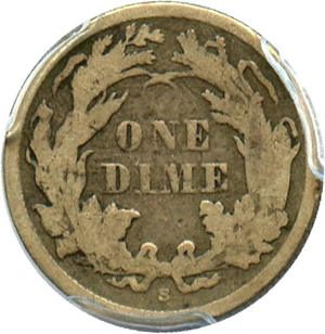 image for: 1862-S 10c PCGS VG-8 - Scarce Date