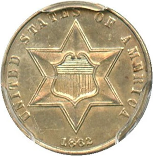 image for: 1862 3cS PCGS Genuine, Graffiti AU Details