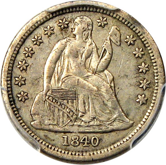 image for: 1840 10c PCGS/CAC XF40 (With Drapery)