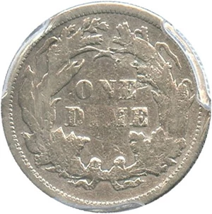 image for: 1873 10c PCGS Genuine, Damage F Details (No Arrows, Closed 3)