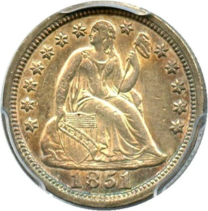 image for: 1851 10c PCGS AU50