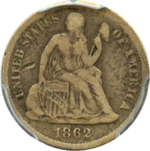 image for: 1862-S 10c PCGS VG-8 - Scarce Date