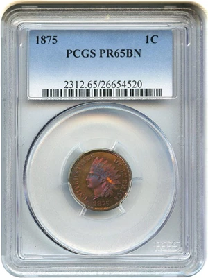 image for: 1875 1c PCGS Proof 65 BN - Colorful Toning