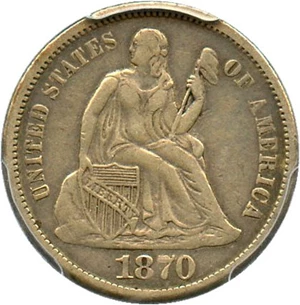 image for: 1870-S 10c PCGS VF35 - Key Date