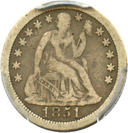 image for: 1851-O 10c PCGS/CAC F12
