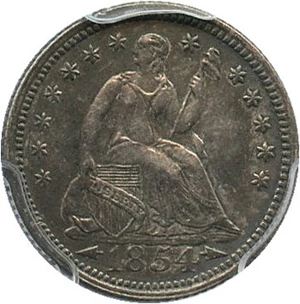 image for: 1854 H10c PCGS Genuine, Cleaning XF Details (Arrows) - No Reserve!