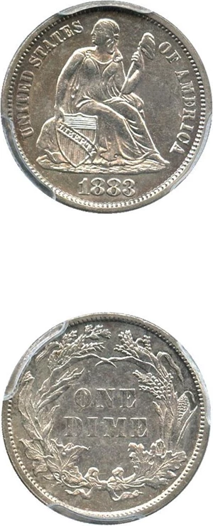 image for: 1883 10c PCGS Genuine, Cleaning AU Details