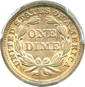 image for: 1851 10c PCGS AU50