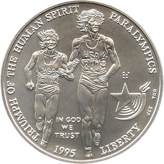 image for: 1995-D Paralympics Blind Runner $1 PCGS MS69 - No Reserve!