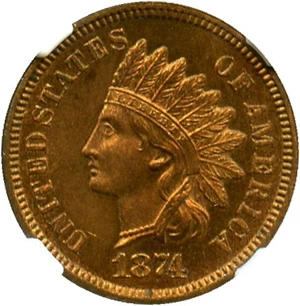 image for: 1874 1c NGC Proof 64 RB