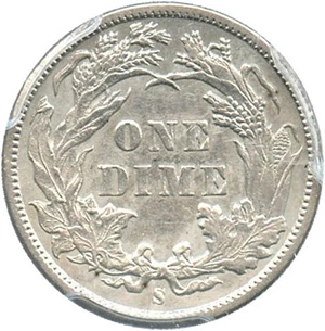 image for: 1887-S 10c PCGS Genuine, Cleaning AU Details