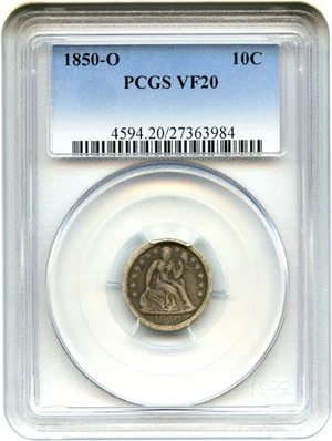 image for: 1850-O 10c PCGS VF20