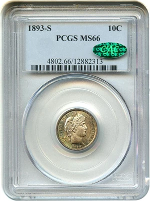 image for: 1893-S 10c PCGS/CAC MS66 - Superb Gem