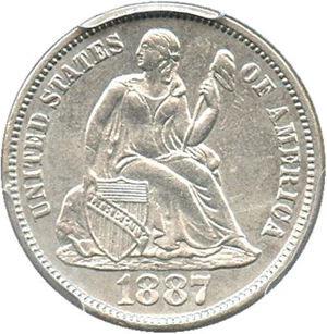 image for: 1887-S 10c PCGS Genuine, Cleaning AU Details