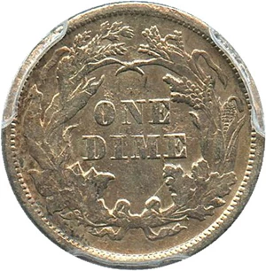 image for: 1873 10c PCGS Genuine, Damaged XF Details (No Arrows, Closed 3)