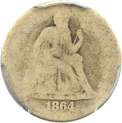 image for: 1864-S 10c PCGS Fair-2 - Rare Date - No Reserve!