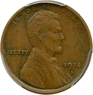 image for: 1914-D 1c PCGS AU50 - Key Date