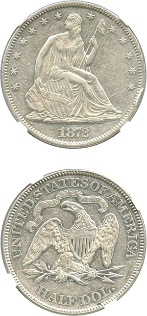 image for: 1872 50c NGC Proof AU Details, Genuine Rim Damage