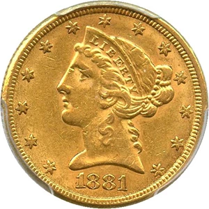 image for: 1881 $5 PCGS AU58 - No Reserve!