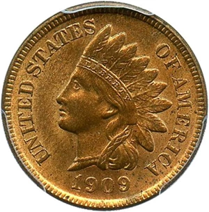 image for: 1909-S Indian 1c PCGS MS64 RD - Key Date