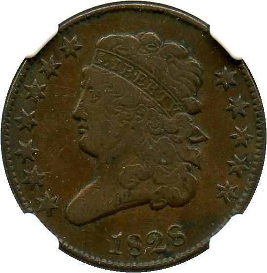 image for: 1828 1/2c NGC VF25 (12 Stars, C-2)