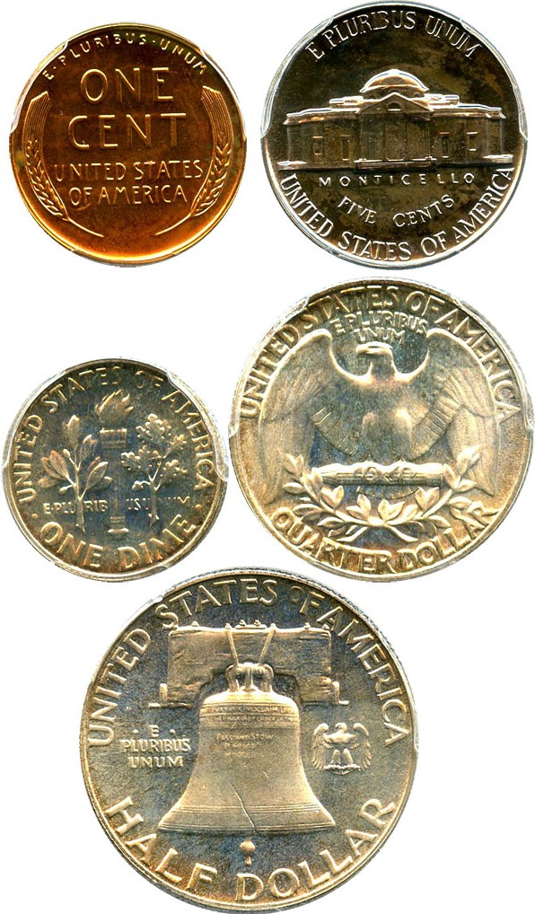 image for: 1953 Proof Set 1c-50c PCGS Proof 64-66 (5 Coins)