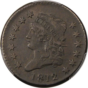 image for: 1812 1c PCGS AU50 (Large Date) Very Scarce Classic Head Type