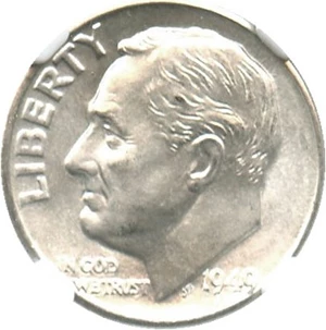 image for: 1949-D 10c NGC MS65 FT - No Reserve!