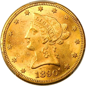 image for: 1890-CC $10 PCGS MS62 - Scarce Carson City Gold