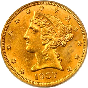 image for: 1907-D $5 PCGS/CAC MS63 OGH