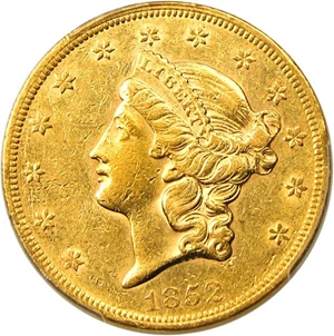 image for: 1852 $20 PCGS XF45