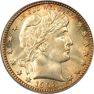 image for: 1908-S 25c PCGS Secure MS66 - One of the Finest Known of this Scarce Date