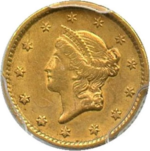 image for: 1851 G$1 PCGS AU53