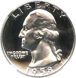 image for: 1958 25c NGC Proof 68