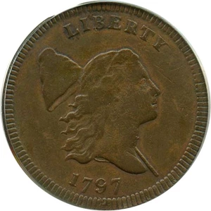 image for: 1797 1/2c PCGS/CAC F15 OGH (Plain Edge) Scarce Early Half Cent