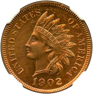 image for: 1902 1c NGC MS63 RB - Mostly Red
