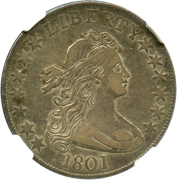 image for: 1801 50c NGC AU53 - Scarce Early Draped Bust Half