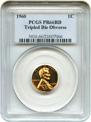 image for: 1960 1c PCGS Proof 66 RD (Tripled Die Obverse)