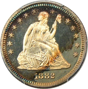 image for: 1882 25c PCGS/CAC Proof 66+ CAM - Pretty Toned Gem - No Reserve!