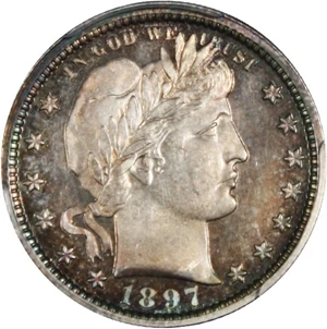 image for: 1897 25c PCGS/CAC Proof 64 CAM - Colorful Toning
