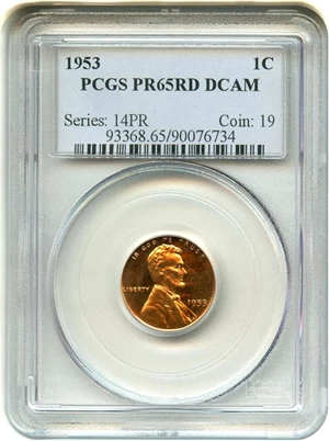 image for: 1953 1c PCGS Proof 65 RD DCAM