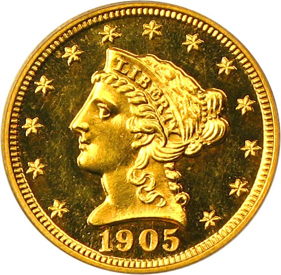 image for: 1905 $2 1/2 PCGS/CAC Proof 65 CAM - Superb Gem Proof Gold