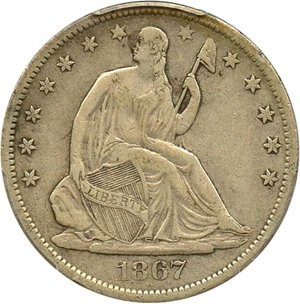 image for: 1867-S 50c PCGS XF40