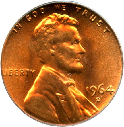 image for: 1964-D 1c PCGS MS66 RD