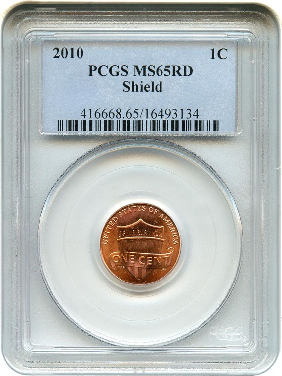 image for: 2010-D 1c PCGS MS65 RD (Shield) - No Reserve!