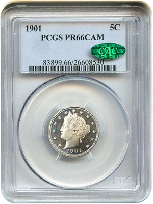 image for: 1901 5c PCGS/CAC Proof 66 CAM - Colorful Toning