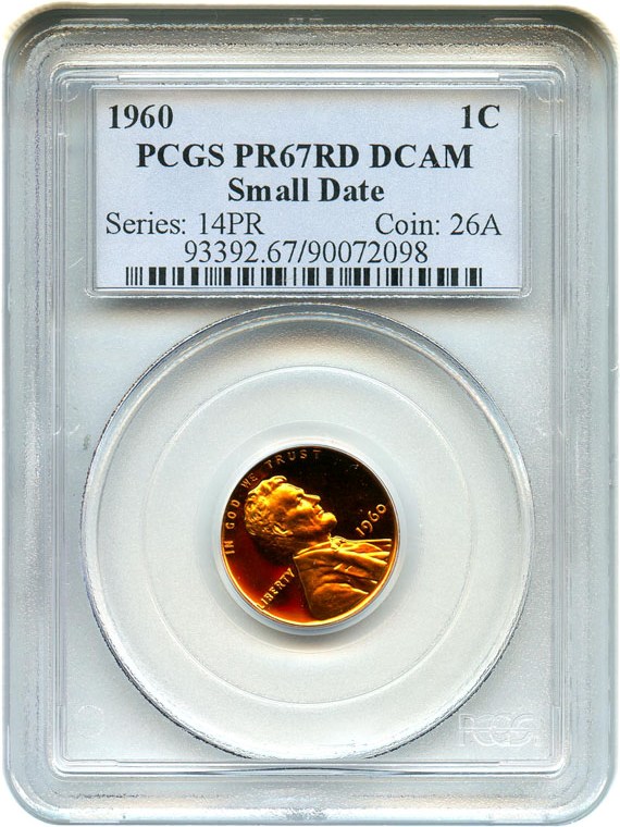 image for: 1960 1c PCGS Proof 67 RD DCAM (Small Date)