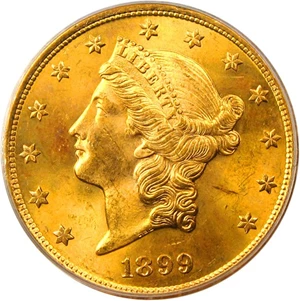 image for: 1899-S $20 PCGS Secure MS64 - Only 2 Coins Finer